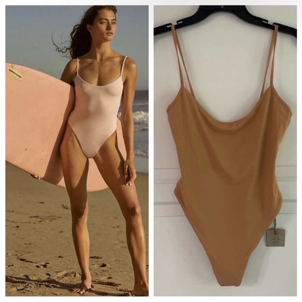 Toast Swim essential one piece high cut swimsuit tan